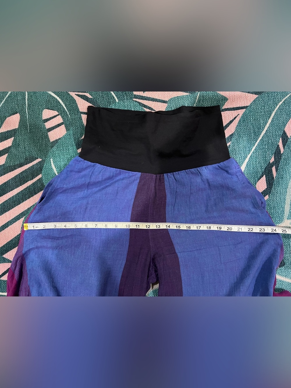 Dragonfly Boho Flowy Color Block Pocketed Bay Capri Paint w Tie - Picture 10 of 12